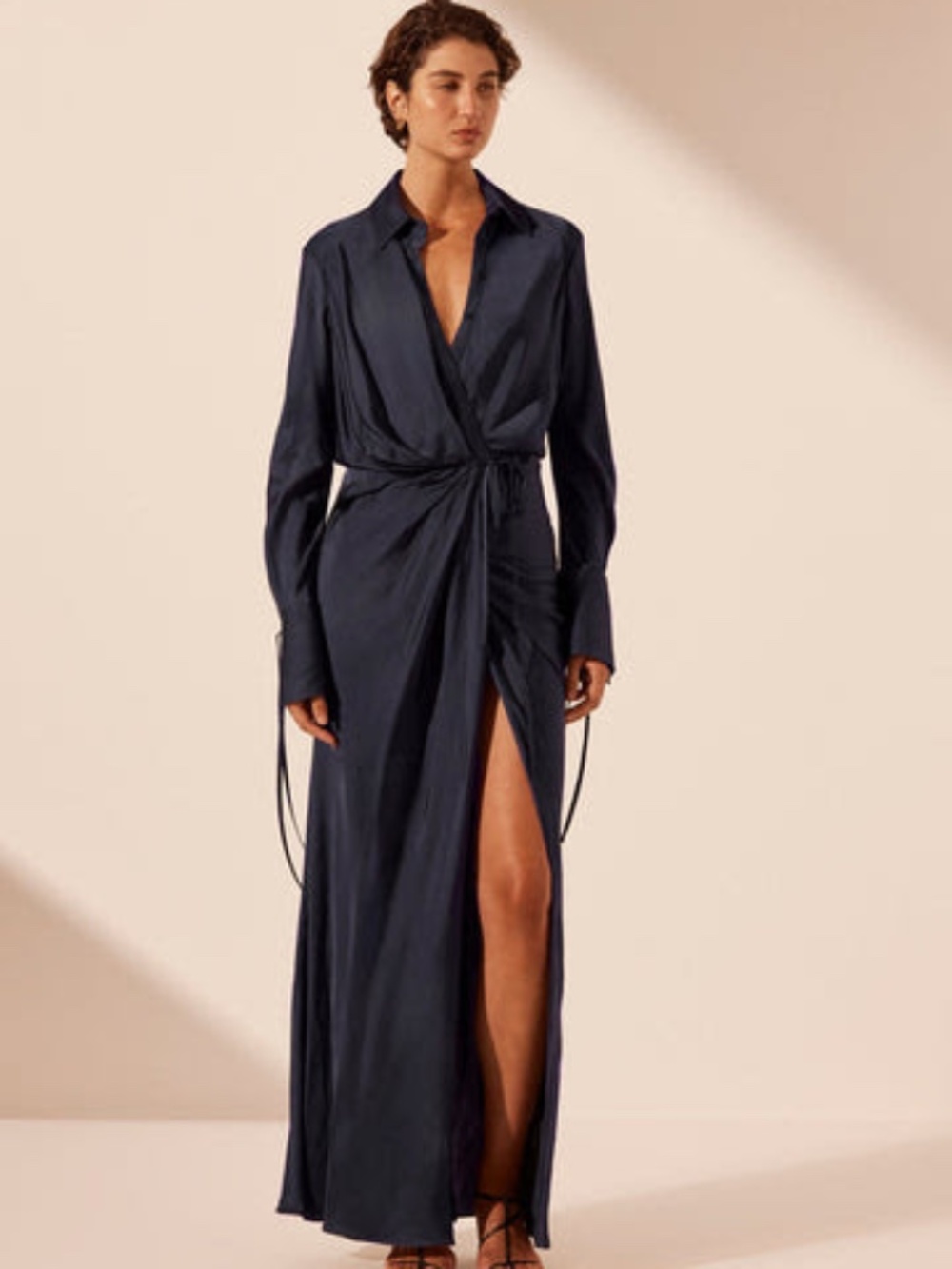 Shona Joy- SHAE DRAPED SHIRT MAXI DRESS - AEGEAN BLUE